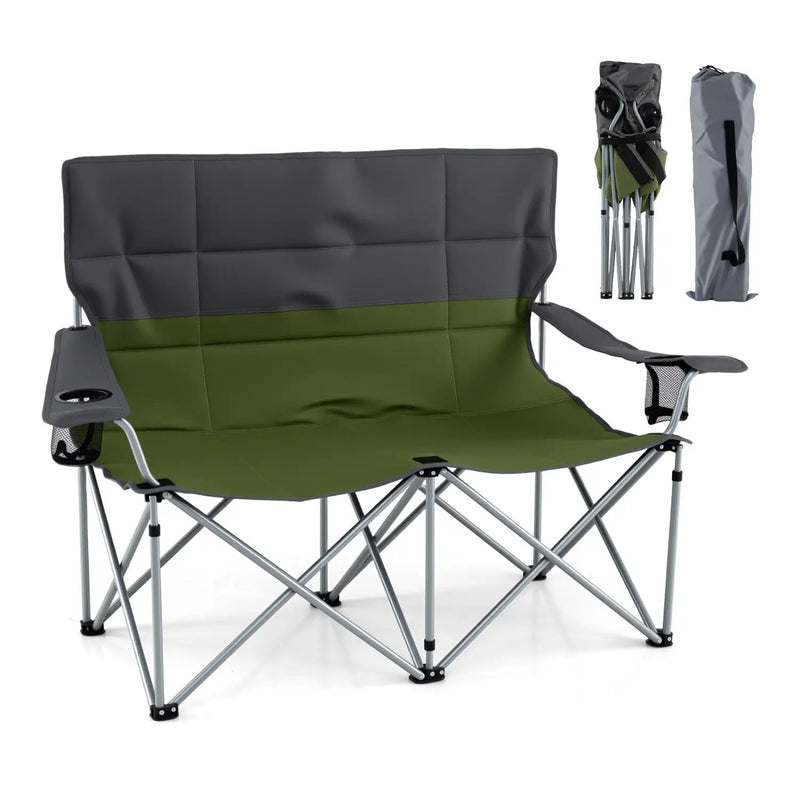 Double Camping Chair with Carry Bag Cup Holders by DirectDeals
