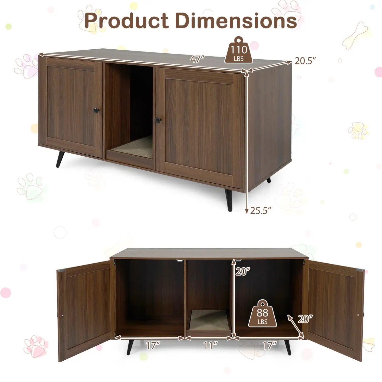 Double Cat Litter Box Enclosure with Scratching Pad by DirectDeals