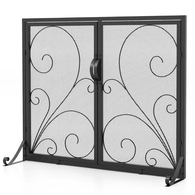 38 x 31 Inch Double Door Fireplace Screen-Black by DirectDeals