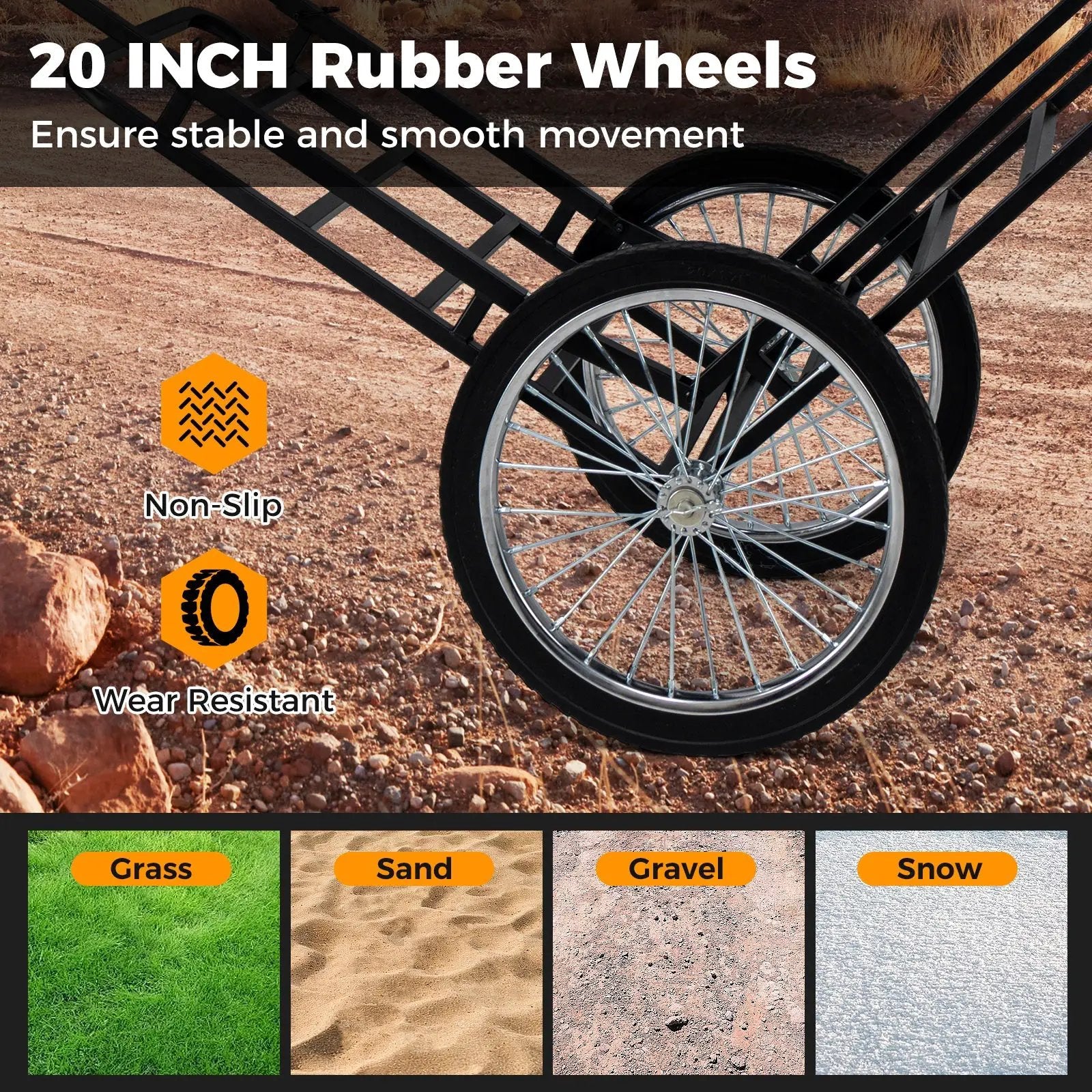 Double-Layer Deer Cart with 20 Inch Rubber Wheels by DirectDeals
