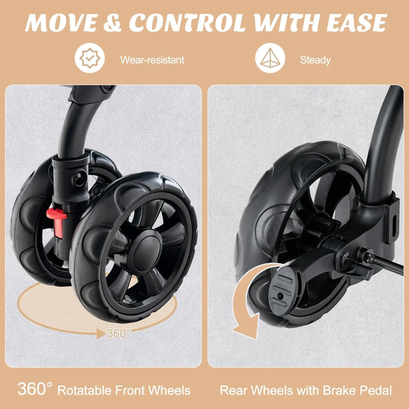 Double Pet Stroller Foldable 3-in-1 Dog Stroller with 2 Detachable Carriers by DirectDeals