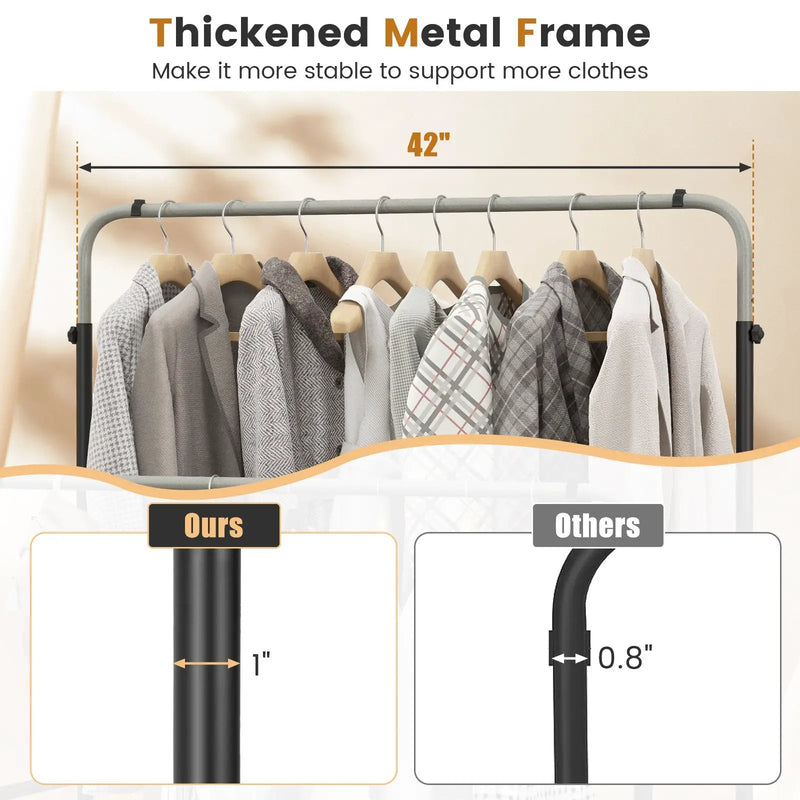 Double Rod Clothes Garment Rack with Adjustable Heights-Silver by DirectDeals
