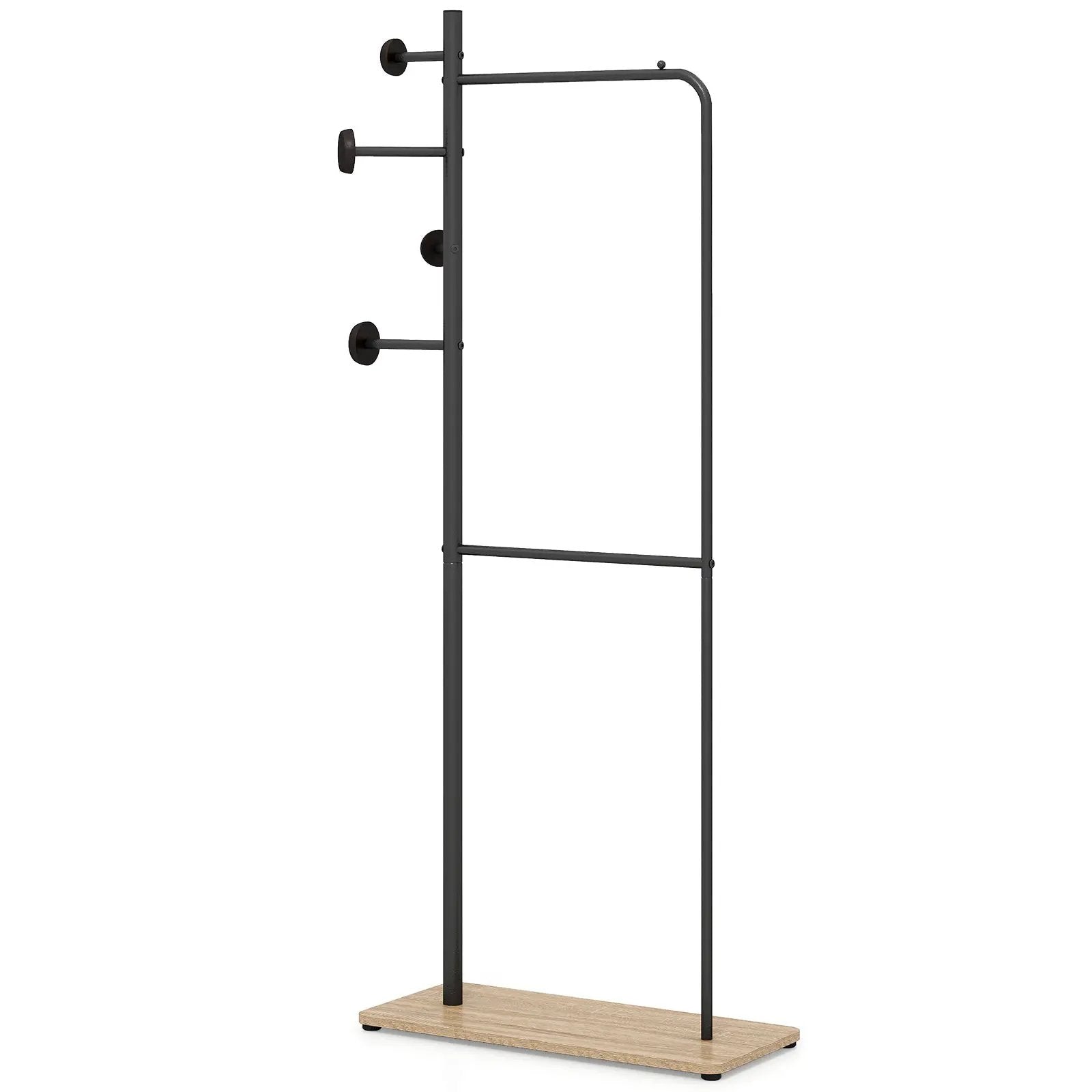Double Rods Clothes Hanging Rack with Rubber Wood Hooks by DirectDeals