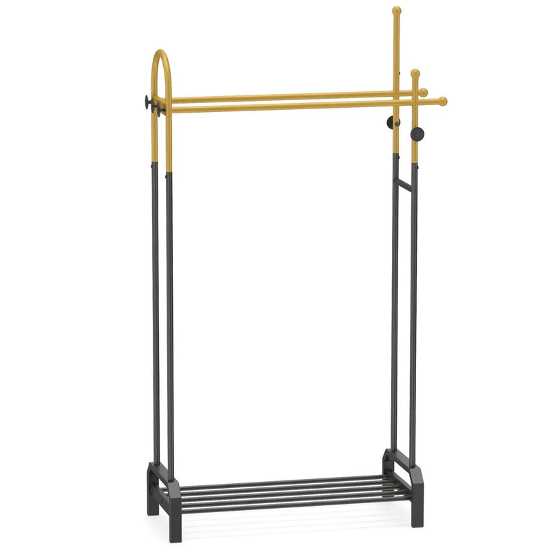 Double Rods Garment Rack for Hanging Clothes-Gold by DirectDeals