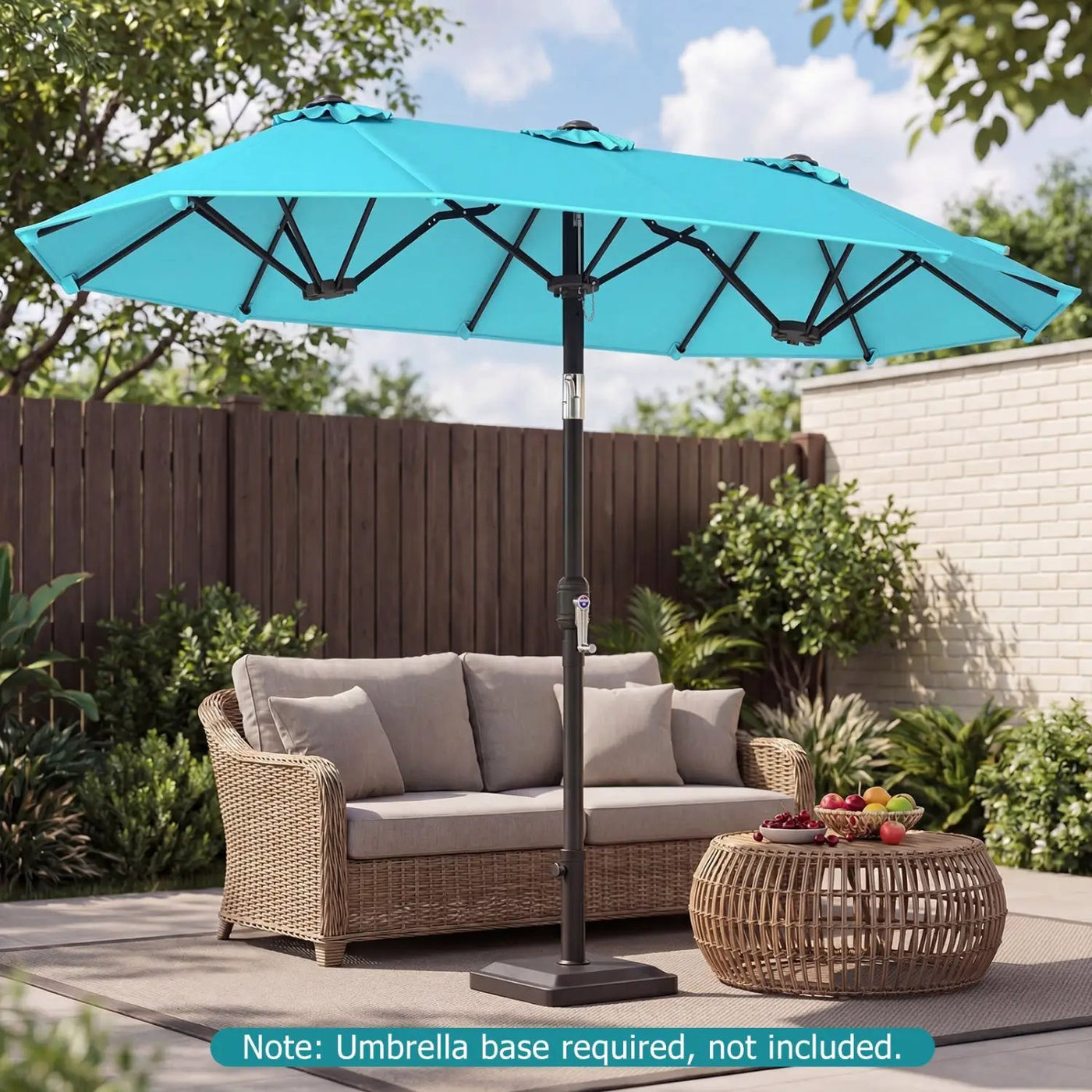 Double-Sided Patio Umbrella with Push Button Tilt Crank Handle by DirectDeals