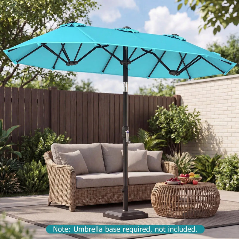 Double-Sided Patio Umbrella with Push Button Tilt Crank Handle by DirectDeals