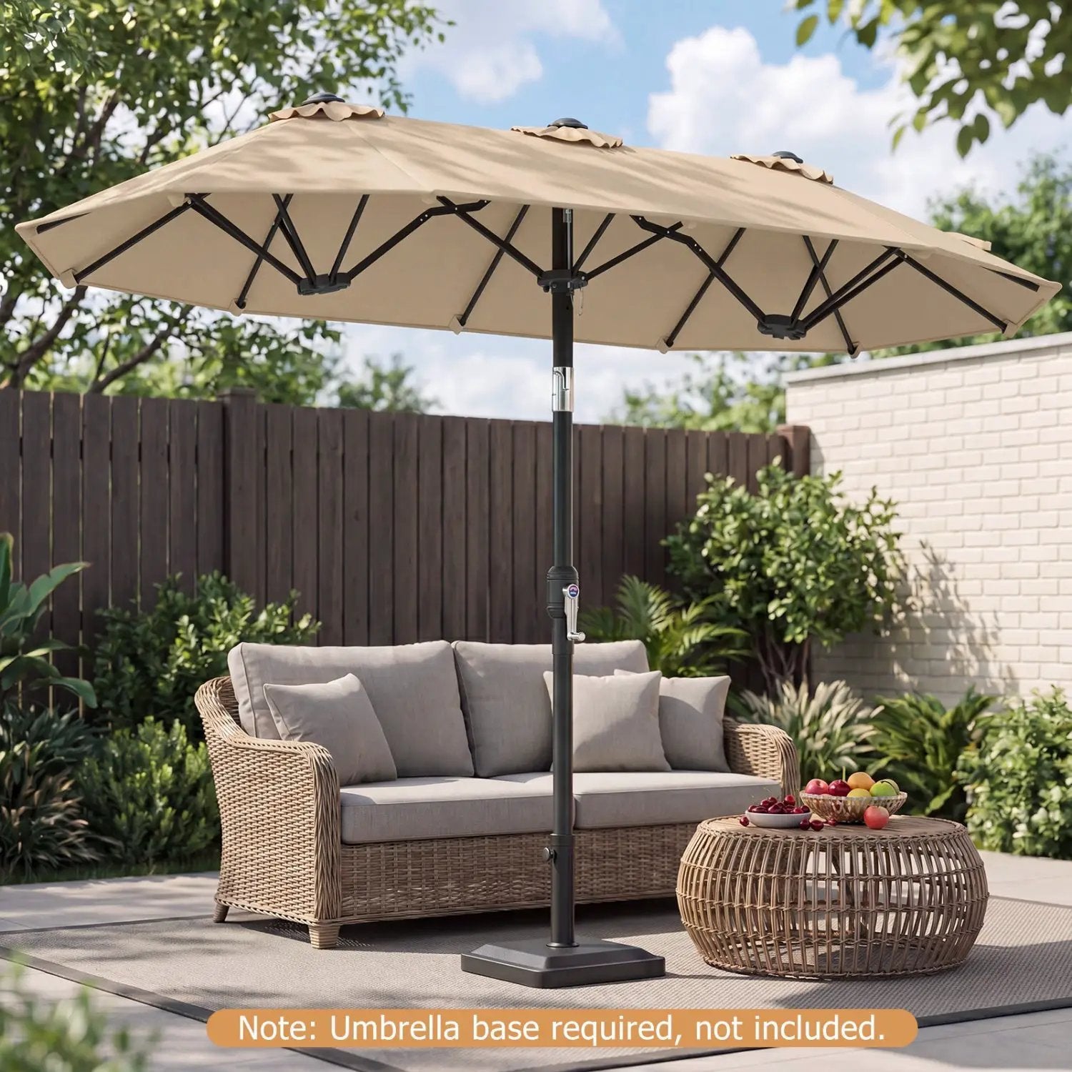 Double-Sided Patio Umbrella with Push Button Tilt Crank Handle by DirectDeals