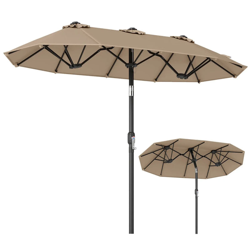 Double-Sided Patio Umbrella with Push Button Tilt Crank Handle by DirectDeals