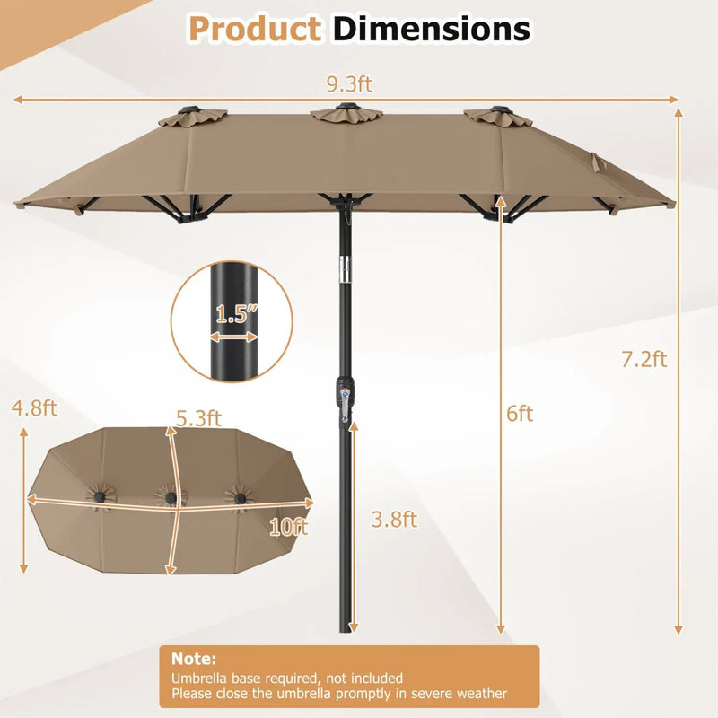 Double-Sided Patio Umbrella with Push Button Tilt Crank Handle by DirectDeals