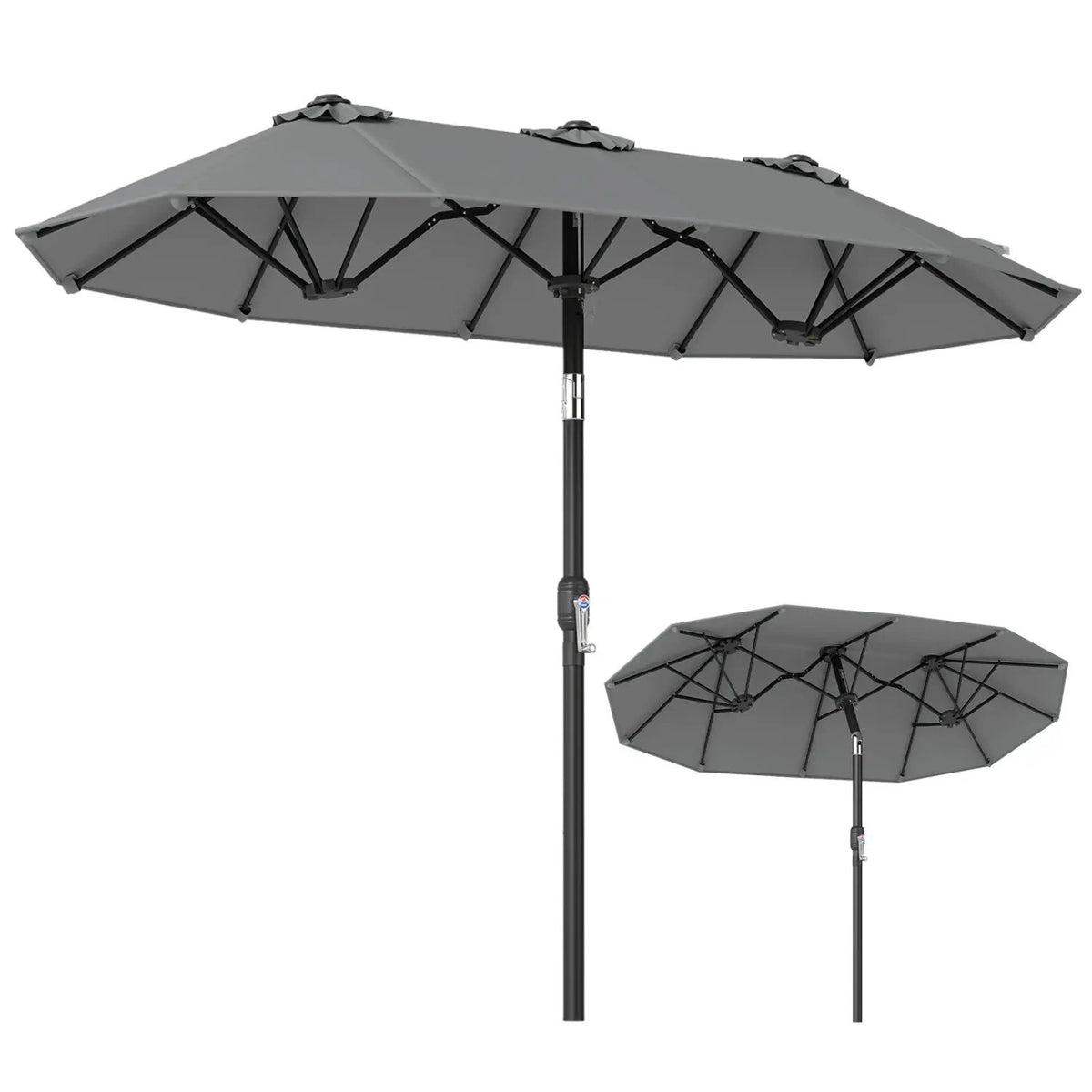Double-Sided Patio Umbrella with Push Button Tilt Crank Handle by DirectDeals