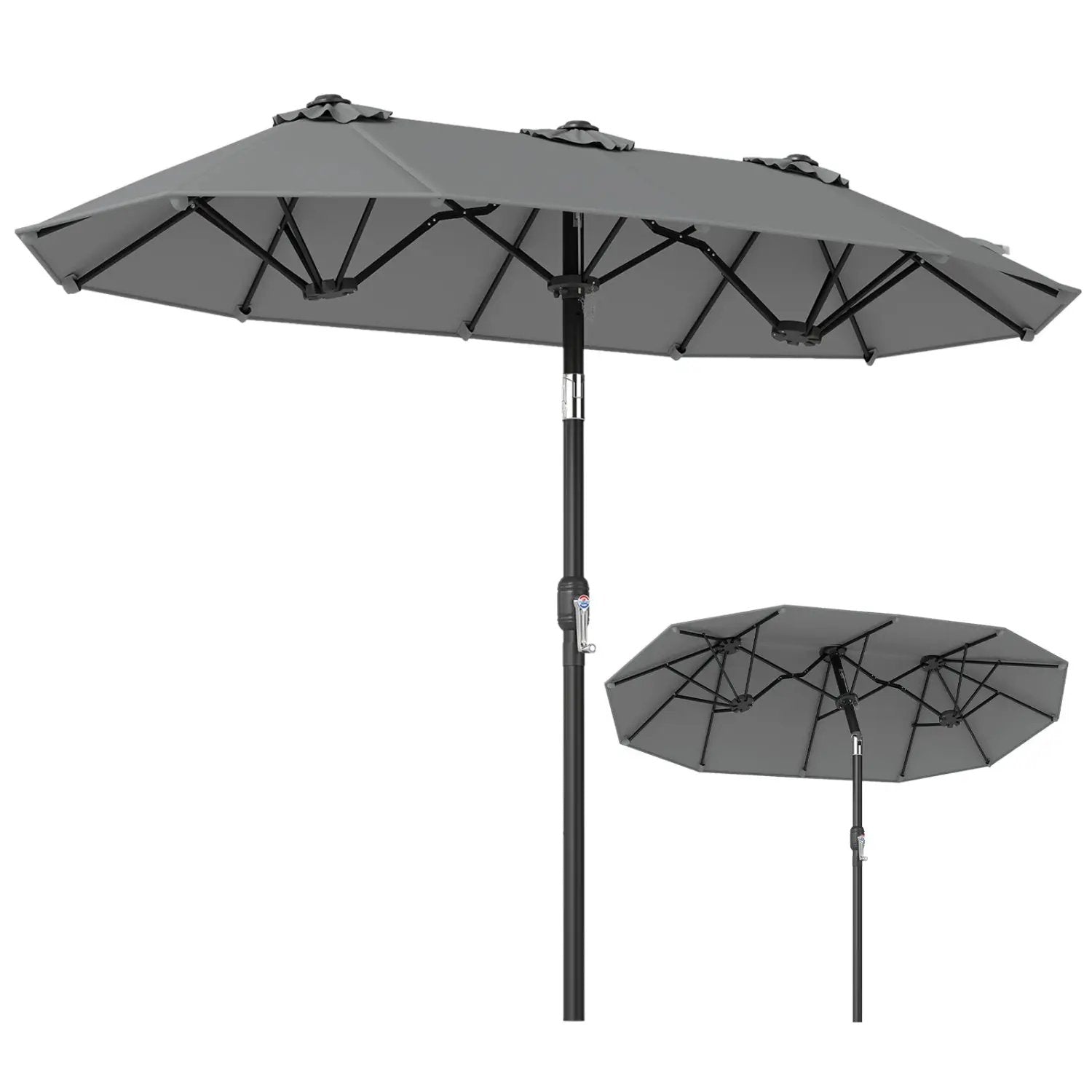 Double-Sided Patio Umbrella with Push Button Tilt Crank Handle by DirectDeals