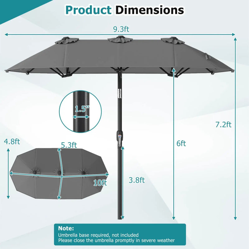 Double-Sided Patio Umbrella with Push Button Tilt Crank Handle by DirectDeals