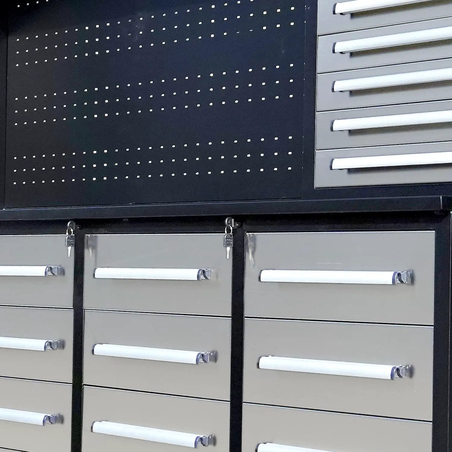 10ft Workbench Cabinet(30 Drawers, 2 Cabinets & 1 Pegboard) by Chery Industrial