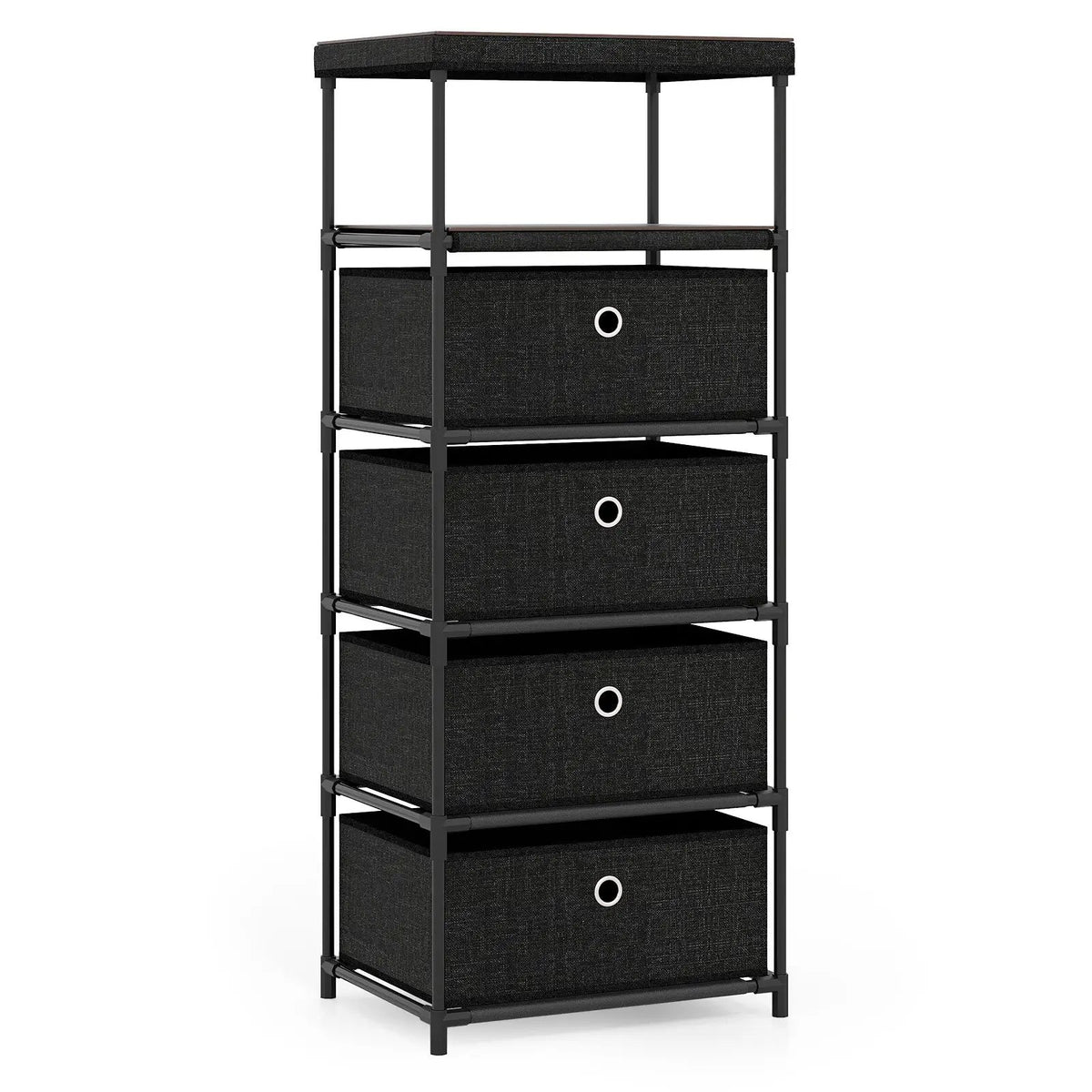 Dresser with 3/4 Drawers Fabric Storage Tower with Wood Top and Metal Frame by DirectDeals