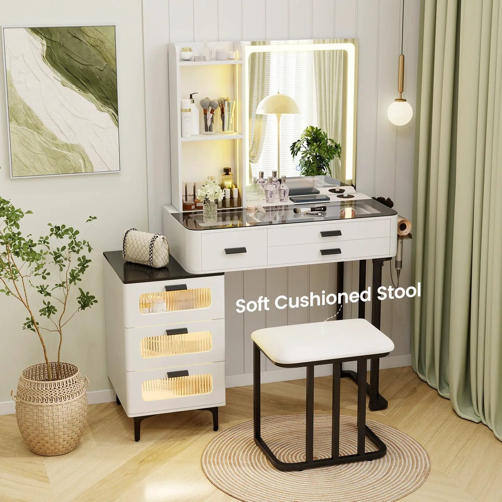 Round Marble Side Table with Stone Finish and Wooden Base for Small Spaces by DirectDeals
