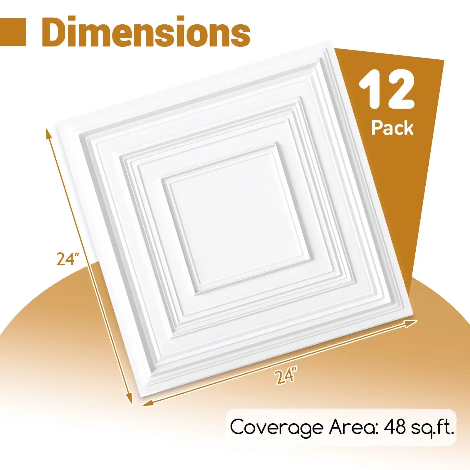 Drop Ceiling Tiles 24" x 24" PVC Ceiling Panels with 3D Decorative Patterns 12-Pack-White by DirectDeals