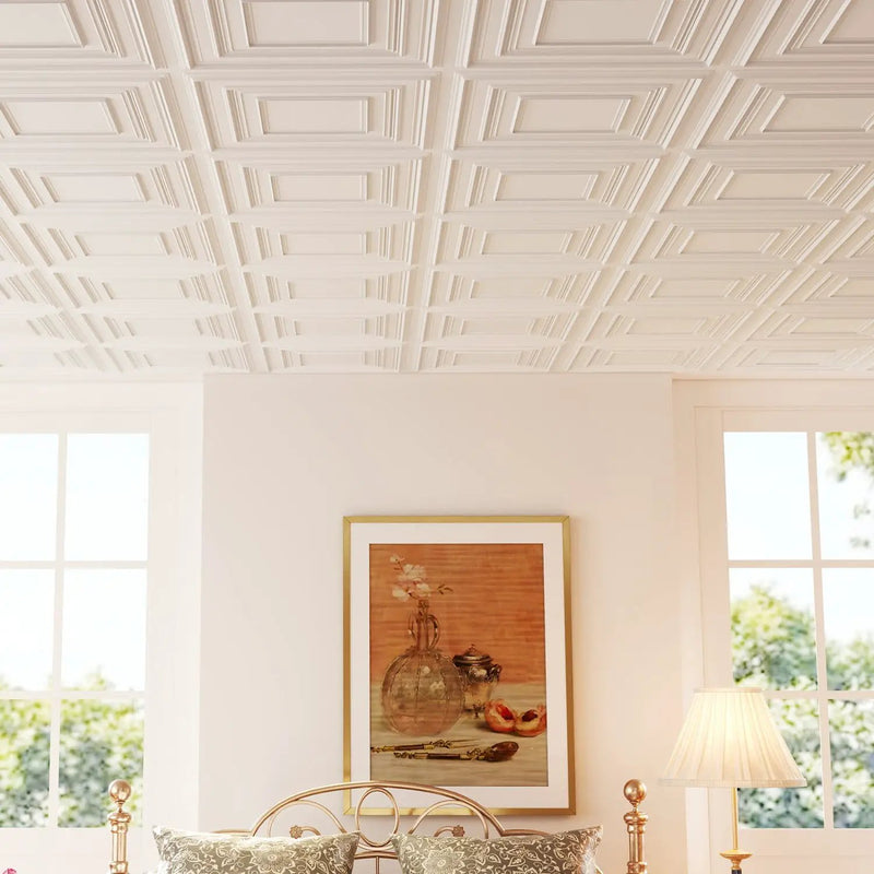 Drop Ceiling Tiles 24" x 24" PVC Ceiling Panels with 3D Decorative Patterns 24-Pack by DirectDeals