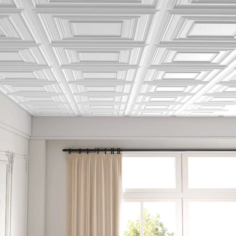 Drop Ceiling Tiles 24" x 24" PVC Ceiling Panels with 3D Decorative Patterns 24-Pack by DirectDeals