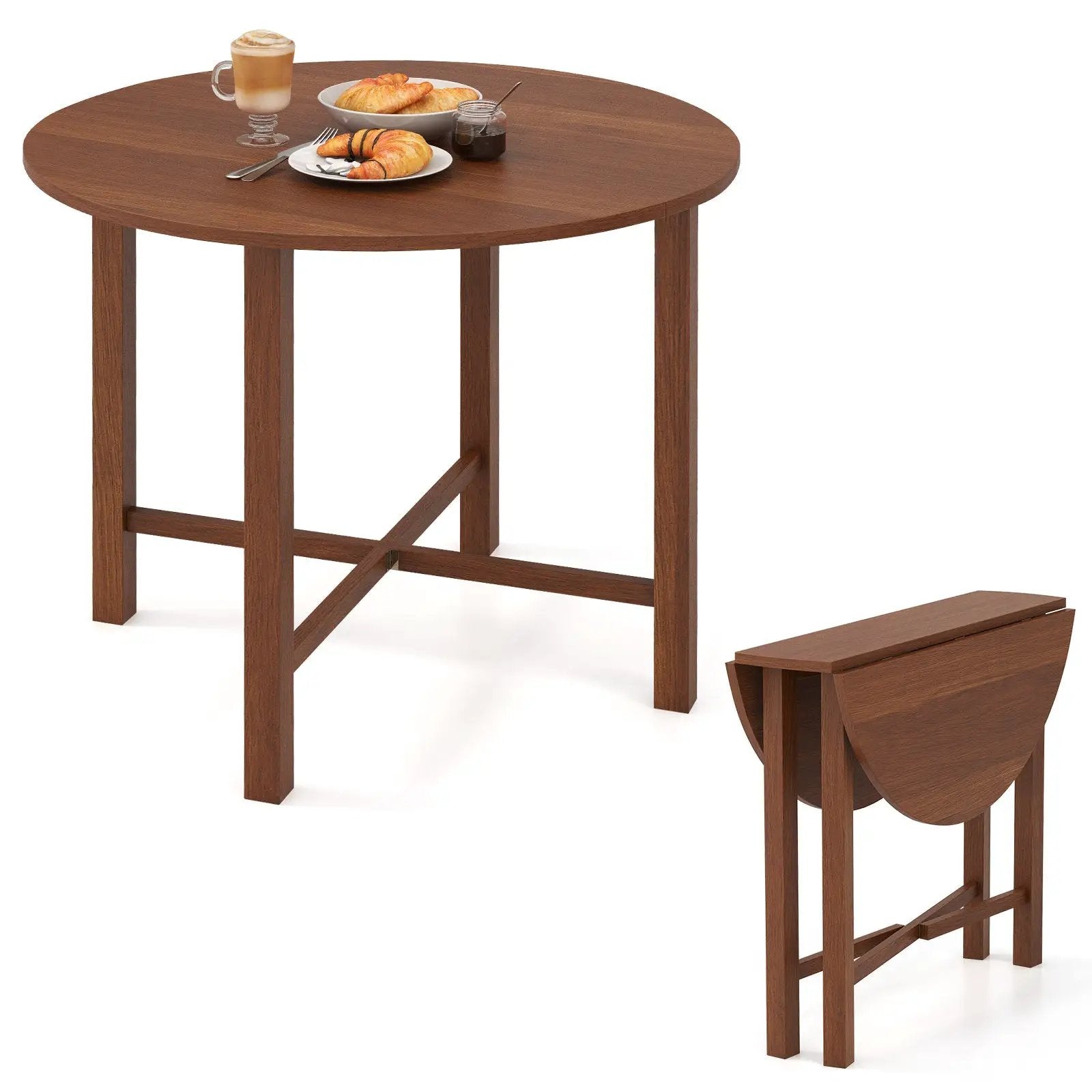 Dual Drop Leaf Dining Table for Small Spaces-Walnut by DirectDeals