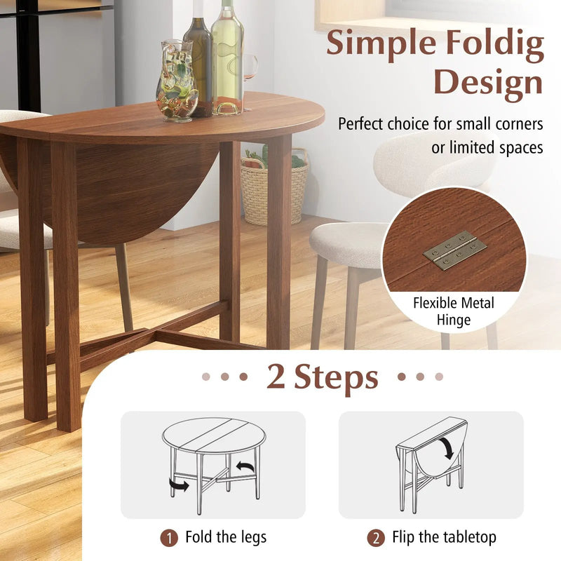 Dual Drop Leaf Dining Table for Small Spaces-Walnut by DirectDeals