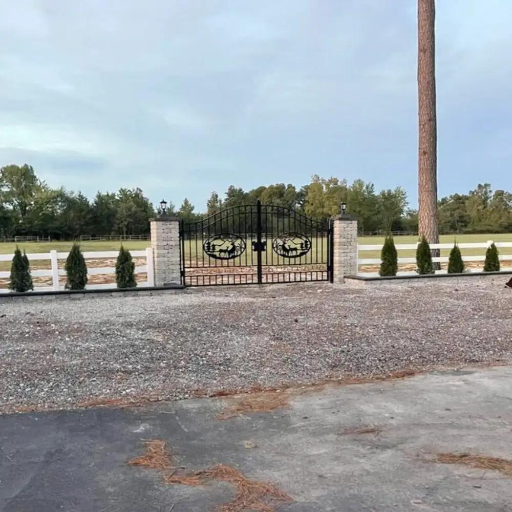14x8 ft Steel Dual Swing Driveway Gate, installed in a room 2
