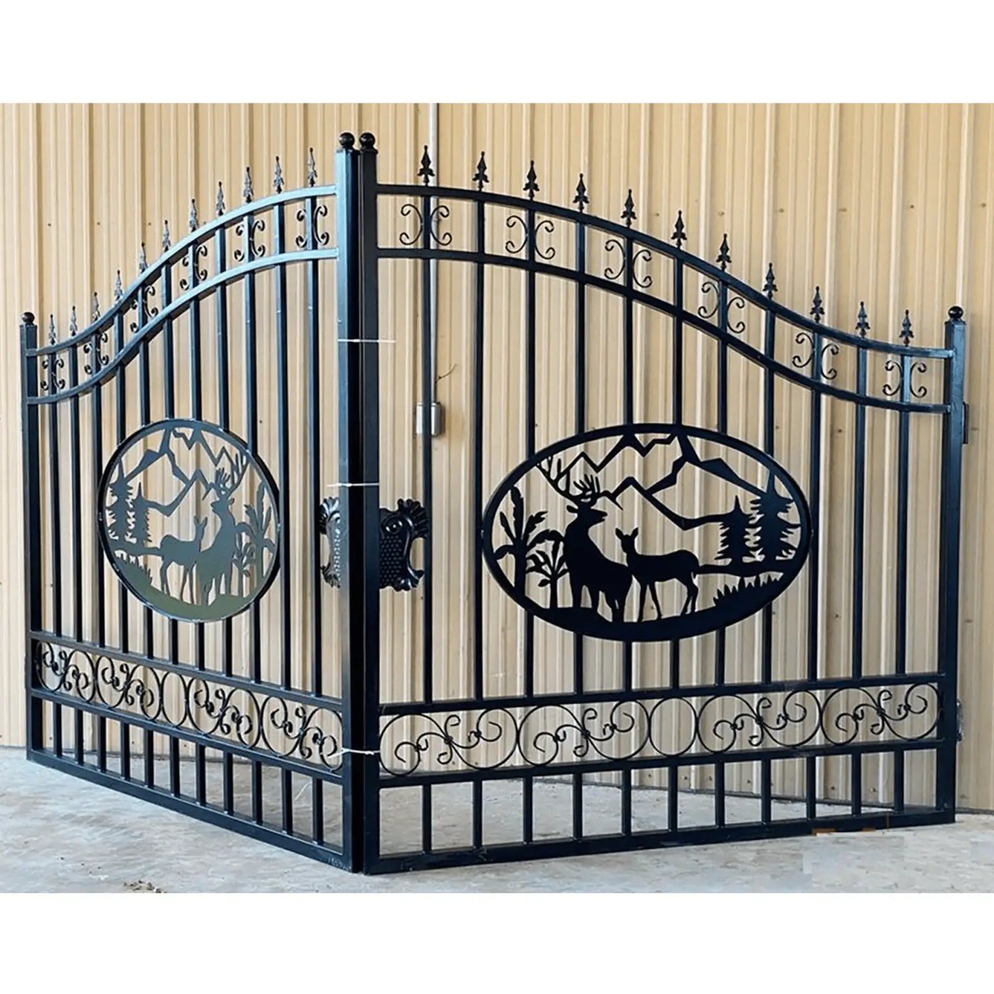 14x8 ft Steel Dual Swing Driveway Gate by Chery Industrial