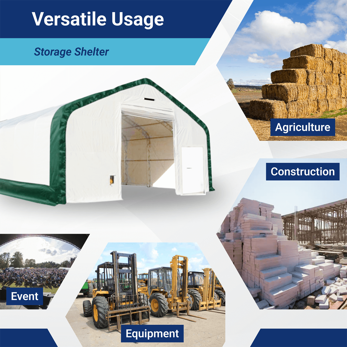 W30'xL80'xH20' Double Truss Storage Shelter by Chery Industrial