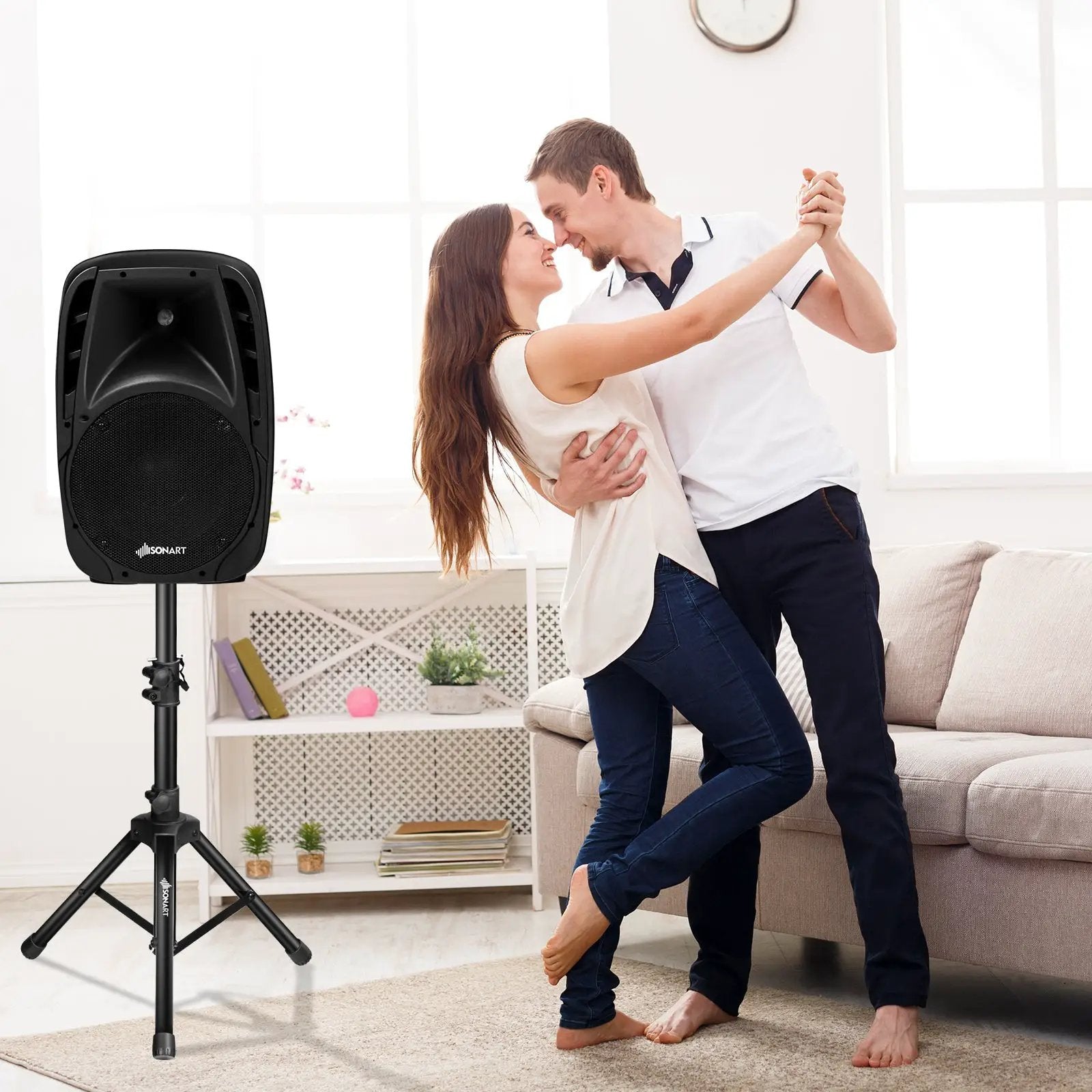 Dual 10 Inch 1600W Powered Mic Speaker Speakers with Bluetooth by DirectDeals