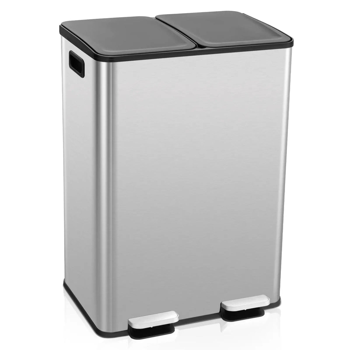 2 x 8 Gal Dual Compartment Trash Can-Silver by DirectDeals
