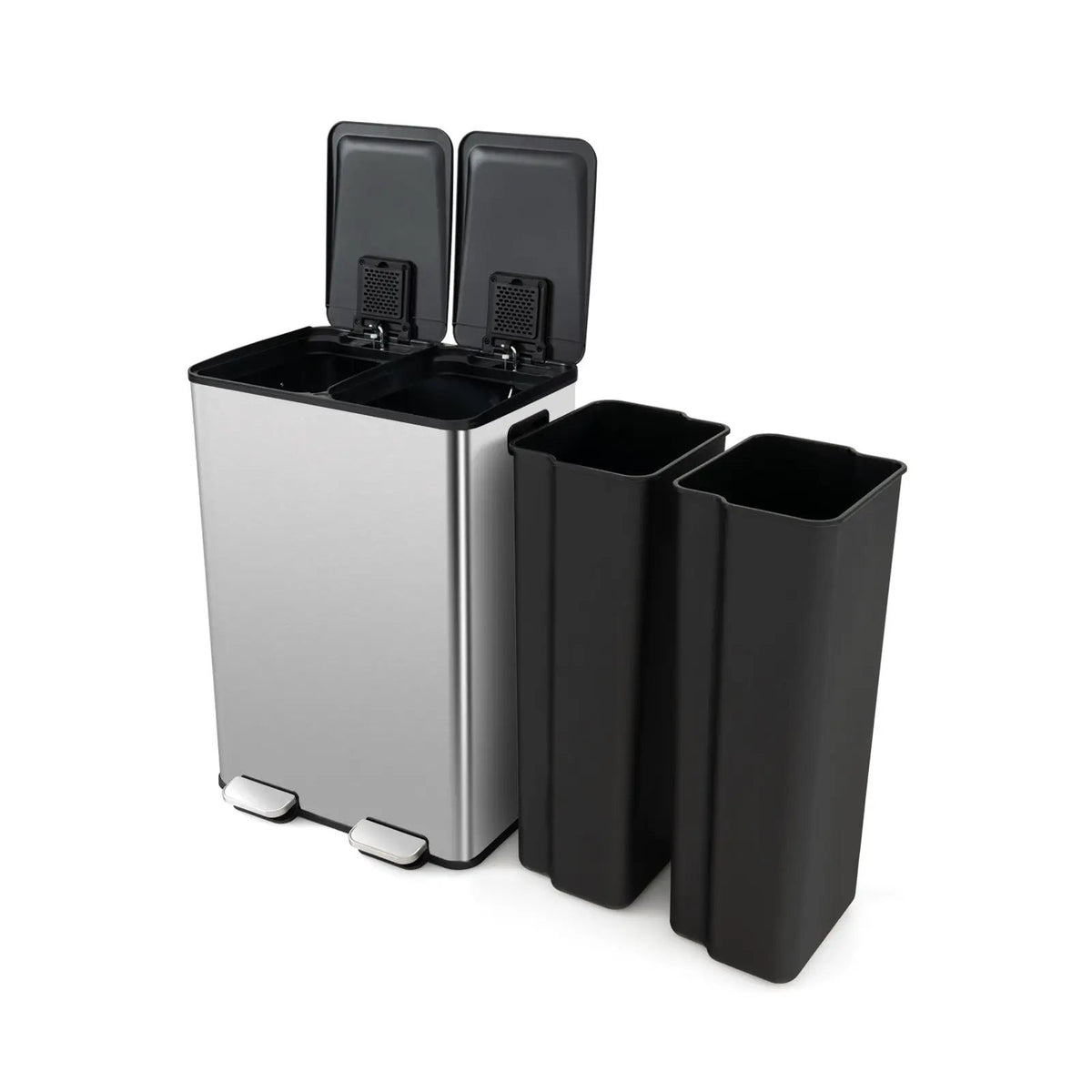 2 x 8 Gal Dual Compartment Trash Can-Silver by DirectDeals