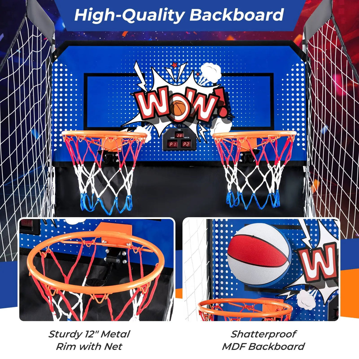 Dual Shot Basketball Arcade Game with 8 Game Modes and 4 Balls by DirectDeals