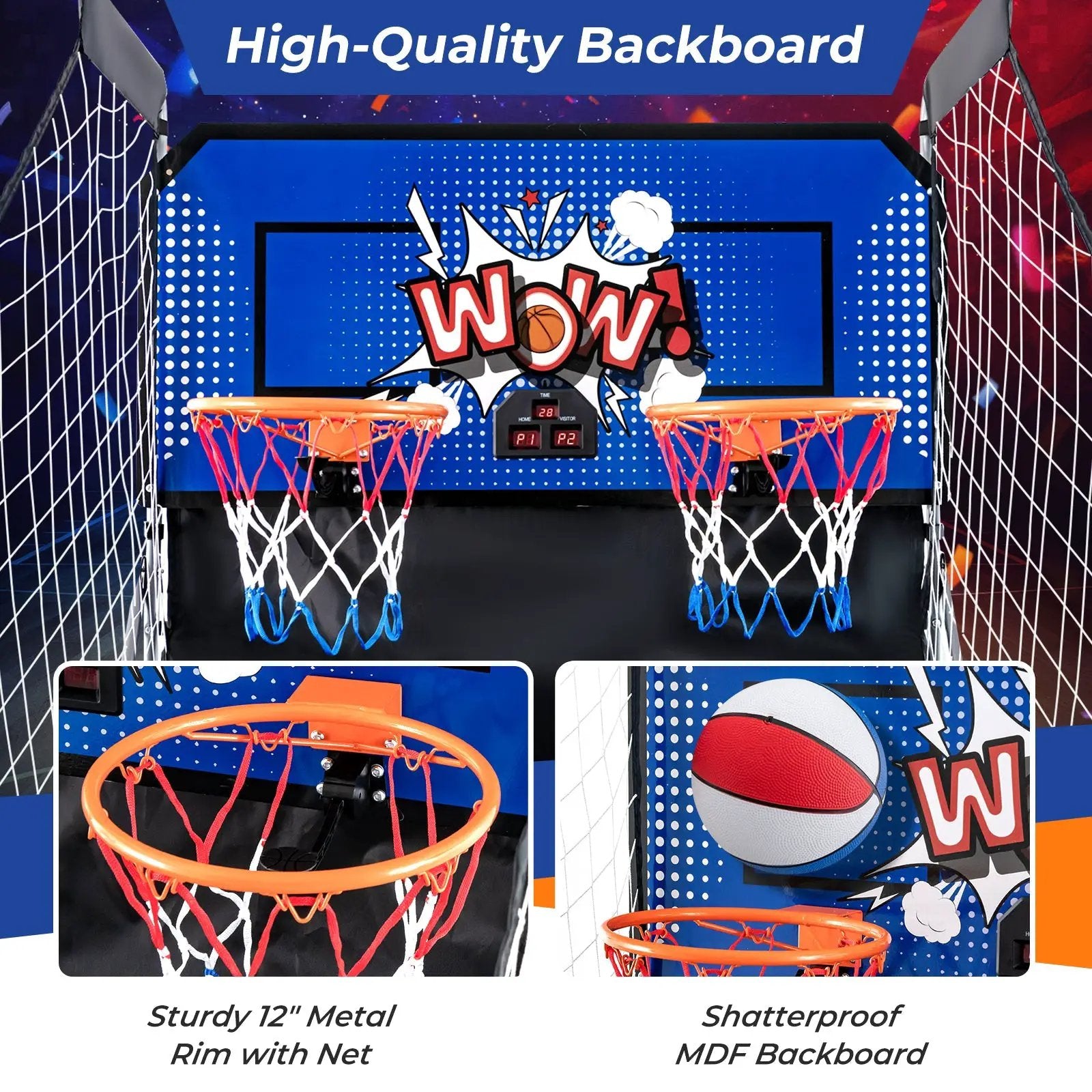 Dual Shot Basketball Arcade Game with 8 Game Modes and 4 Balls by DirectDeals