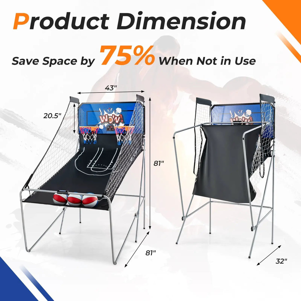 Dual Shot Basketball Arcade Game with 8 Game Modes and 4 Balls by DirectDeals