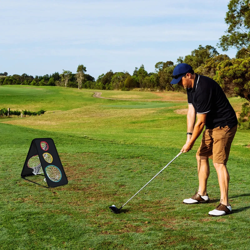Dual-Sided Golf Chipping Net Triple Target Training System with 5 Target Holes by DirectDeals