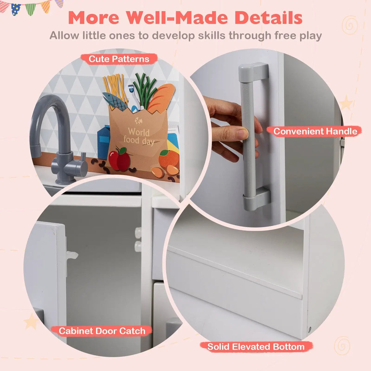 Dual-Sided Kids Play Kitchen with Water Dispenser and Range Hood for 3+ Years Old by DirectDeals