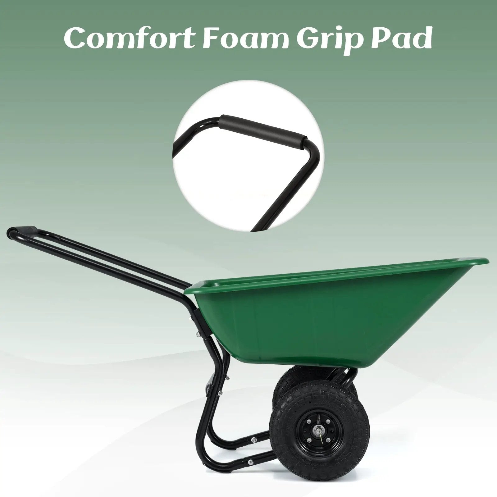 Dual-Wheel Wheelbarrow Garden Utility Cart with Pneumatic Tires by DirectDeals