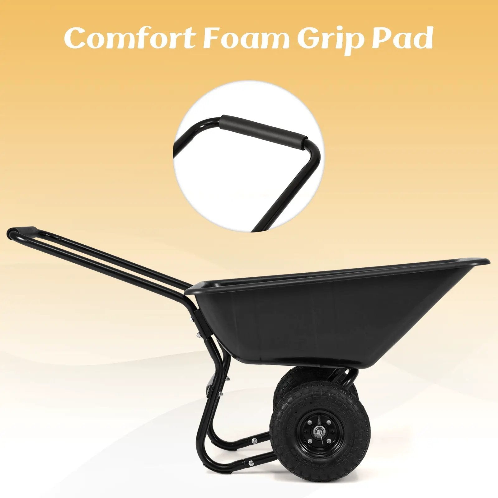 Dual-Wheel Wheelbarrow Garden Utility Cart with Pneumatic Tires by DirectDeals