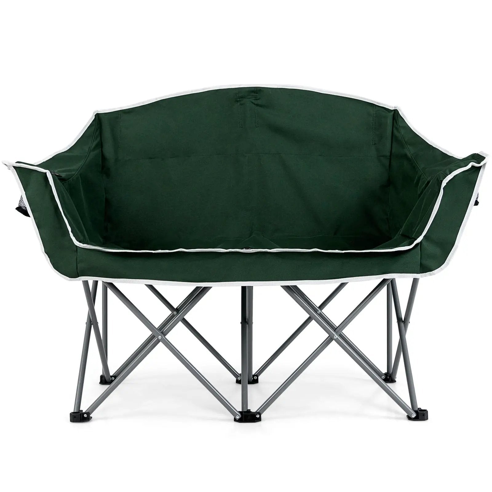 Duo Camping Chair Portable Oversized Loveseat with Armrests and Cup Holders-Green by DirectDeals