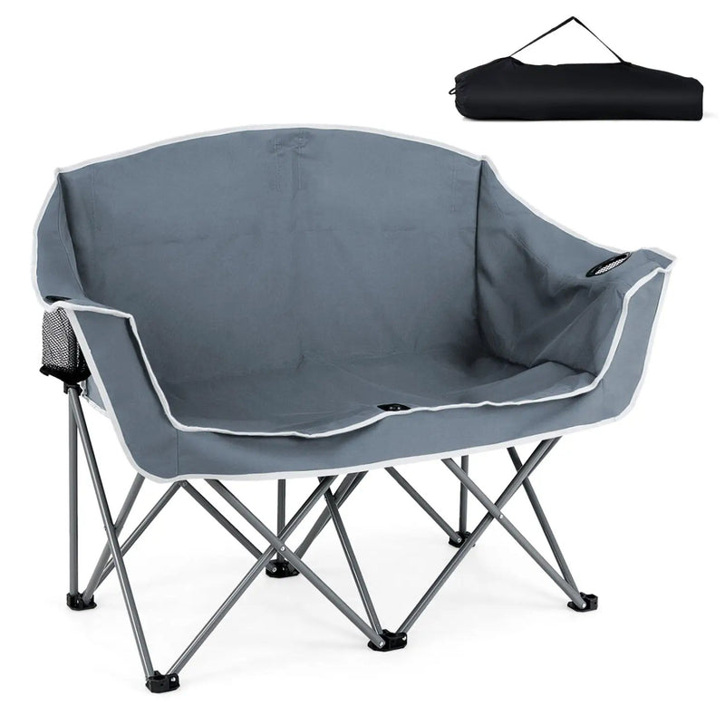 Duo Camping Chair Portable Oversized Loveseat with Armrests and Cup Holders-Green by DirectDeals