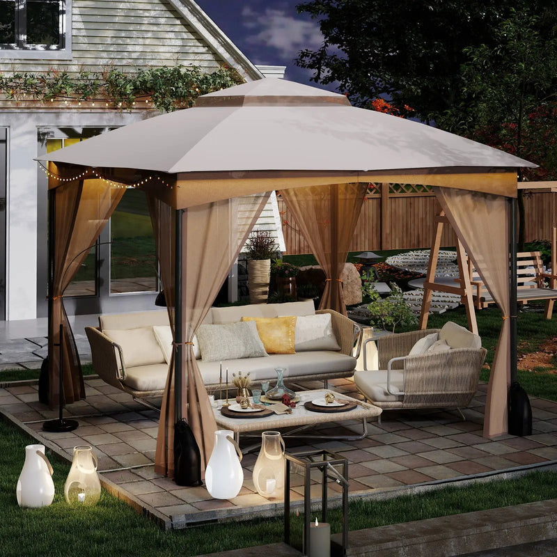 10 X 10 FT Heavy-Duty Patio Gazebo with Netting Walls and 4 Sandbags by DirectDeals