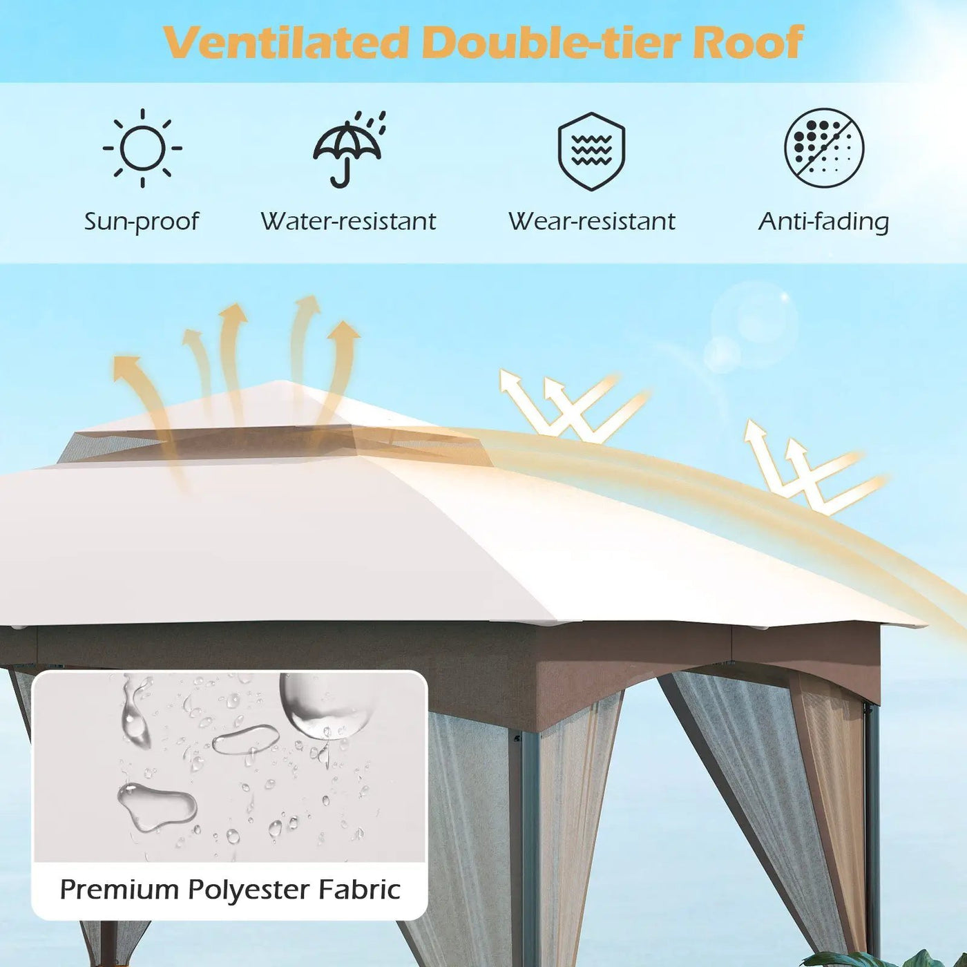10 X 10 FT Heavy-Duty Patio Gazebo with Netting Walls and 4 Sandbags by DirectDeals