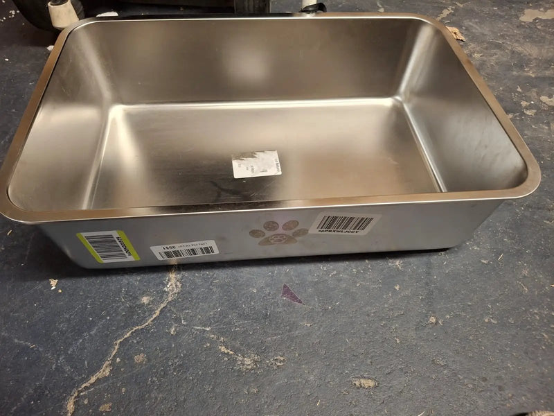 Open Box Kirecoo Stainless Steel Cat Litter Box XL- Metal High Sided Cat Pan, Large Stainless Steel Box, Indoor Litter Tray, Non Stick, No Smell, Easy by Selzalot