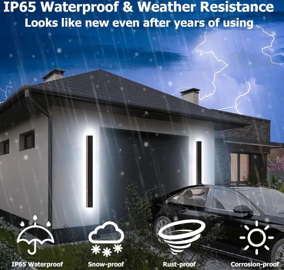 Levxhotty 59 inch Modern Outdoor Wall Lights,3000K-6000K Dimmable Outdoor Wall Sconce,Long Wall Light with Remote Control,Exterior Linear Wall Lightin by Selzalot