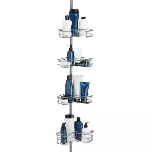 Open Box Glacier Bay Tension Pole Corner Shower Caddy in Satin Nickel by Selzalot