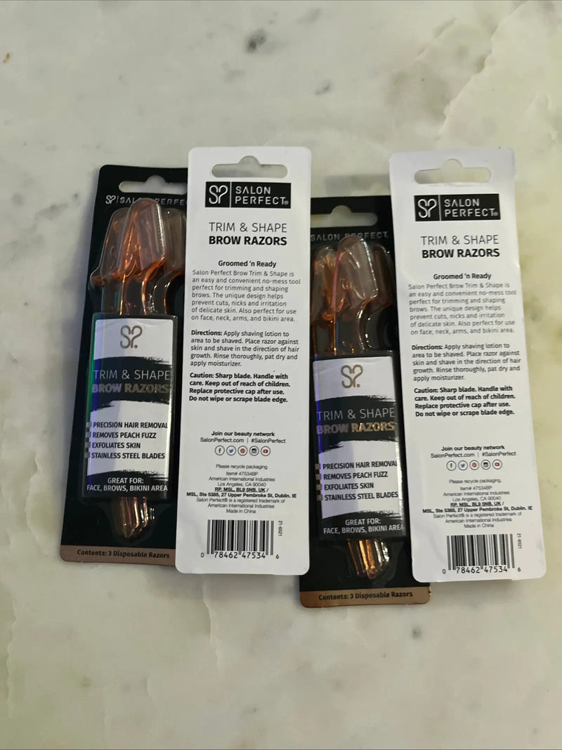 Open Box SALON PERFECT TRIM & SHAPE BROW RAZORS 4 PACK NEW & SEALED by Selzalot