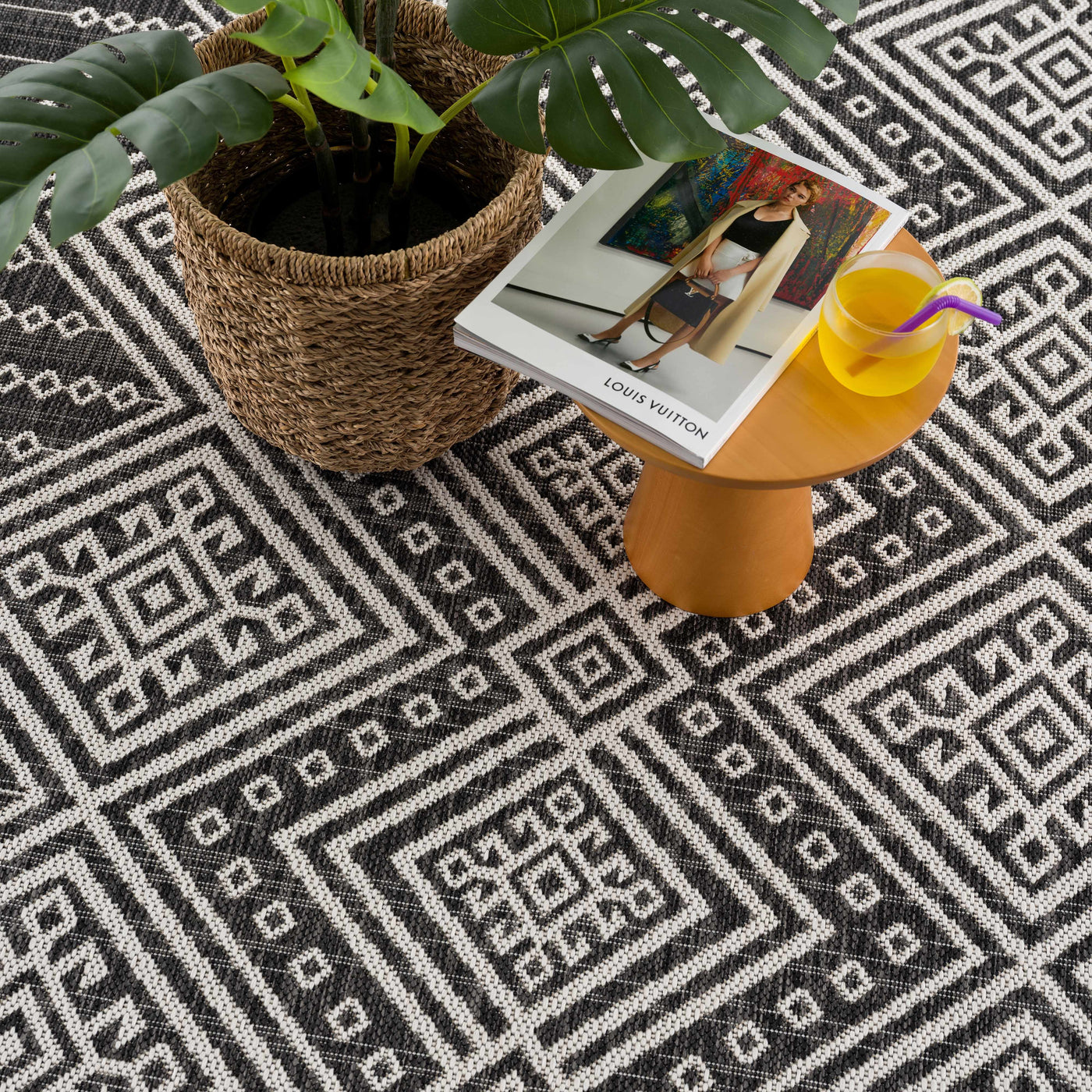 Frankville Black&White All Over Performance Outdoor Rug by Boutique Rugs