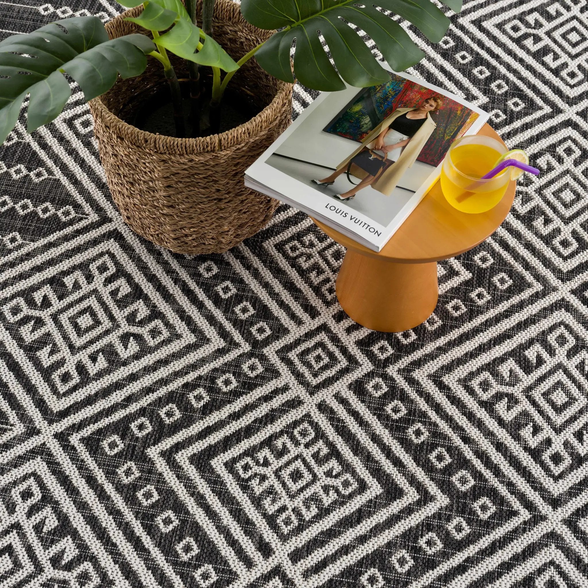 Frankville Black&White All Over Performance Outdoor Rug by Boutique Rugs