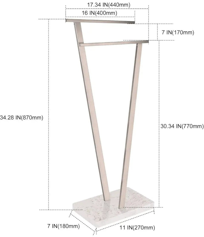 Winmien Freestanding Towel Rack for Bathroom, SUS 304 Stainless Steel Towel Holder with Marble Base for Bathroom Floor, Pool, 2-Tier (Brushed Nickel) by Selzalot