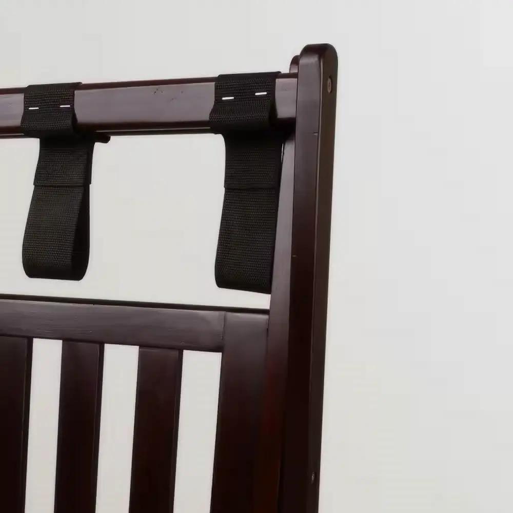 Heavy Duty Solid Wood Luggage Rack with Bottom Storage Shelf in Dark Brown by HomePacific