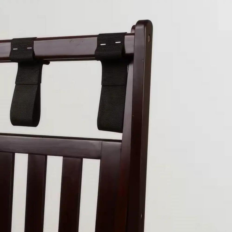 Heavy Duty Solid Wood Luggage Rack with Bottom Storage Shelf in Dark Brown by HomePacific